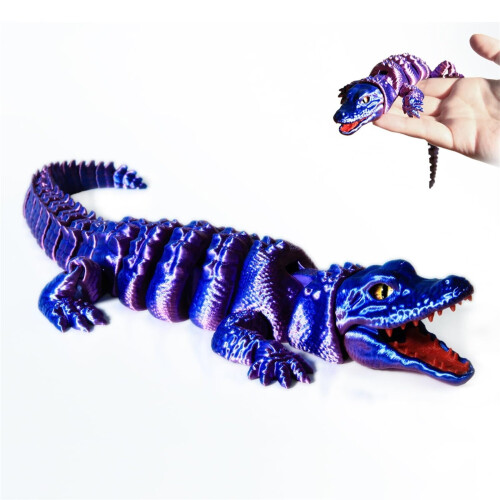 3D-geprinte krokodillenfiguur met flexibele gewrichten (1 stuk)