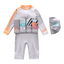 Kinder-Schwimmbadeanzug mit UPF 50+, langärmelig, Grau, XL