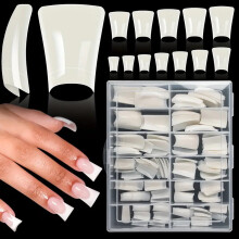 Capsules d'ongles courtes et incurvées, demi-couverture transparentes, 120 pièces
