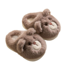 Toddler Fuzzy Bear Slippers, Warm Indoor House Shoes, Non-Slip Plush Slippers for Girls, Compatible with Z01 Coffee, Size 5.5-6 Years