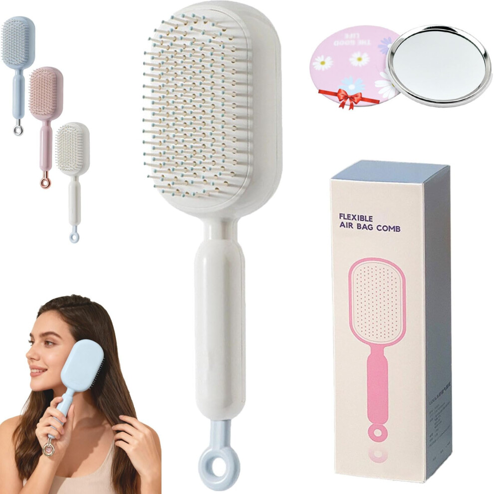 Self-Cleaning Retractable Hair Brush with Massage Bristles