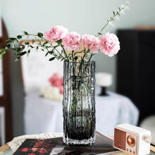 Glacier Glass Vase – Minimalist Cylinder, Black, 1 pc