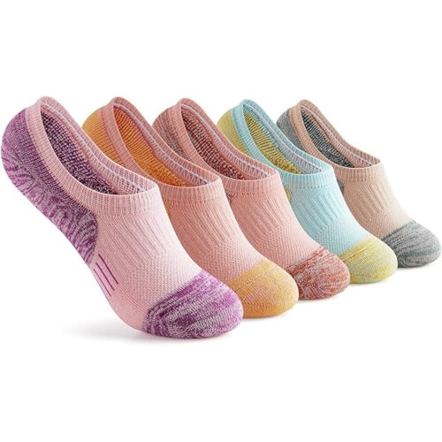 Meias femininas invisíveis acolchoadas com antiderrapante (5 pares)