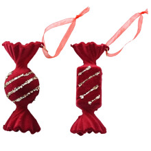 Wine Red Velvet Reindeer Ornament Set