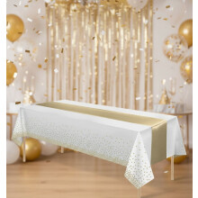Nappe Ă pois noirs et or rose avec satin