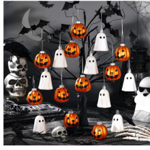 20 halloweeni tök és szellem függődísz