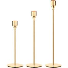 Gold Metal Taper Candle Holders Set of 6