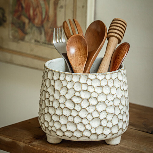 Pinecone Ceramic Storage Jar with Tripod Base