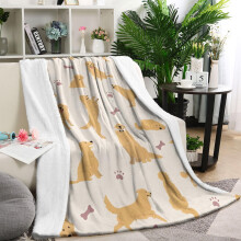 Coperta in lana d'agnello con motivo ossa e zampe di Golden Retriever, 60x80 cm