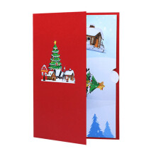 Carte de vœux de Noël 3D avec sapin et enveloppe