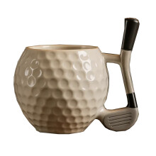 Keramische mok in de vorm van een golfbal met clubhandvat (414 ml)