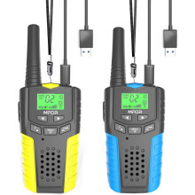 Oplaadbare walkie-talkies voor kinderen, 2 stuks, bereik van 4,8 km, 22 kanalen