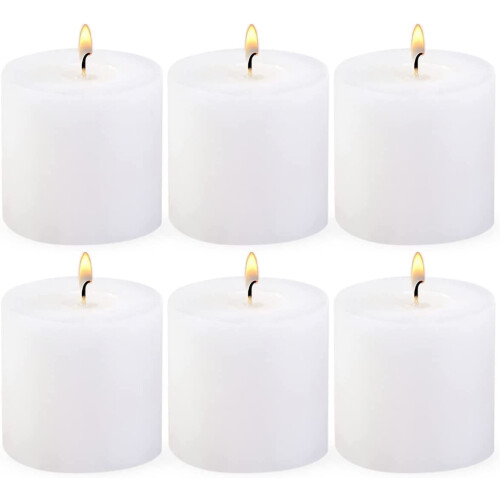 Duftlose Stumpenkerze, 7,6 x 7,6 cm, Weiß, 6er-Pack