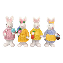 Set di 4 statuine di coniglietti lavorate a maglia per decorazioni pasquali