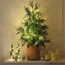 Sapin de Norfolk artificiel de 90 cm avec lumières LED blanc chaud