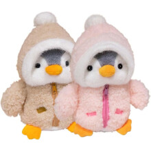 Kerstknuffelpinguïn met fleecejasje en -muts, blauw