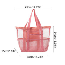 Sac de plage en filet, grand cabas avec poche zippée (1 pièce)