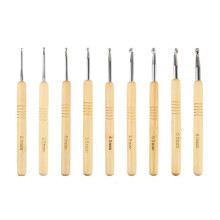 Ergonomische haaknaalden met houten handvat, 2,0–6,0 mm, 9 stuks