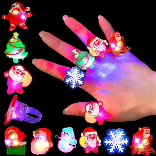 Weihnachts-LED-Fingerlichterringe – 50er-Pack