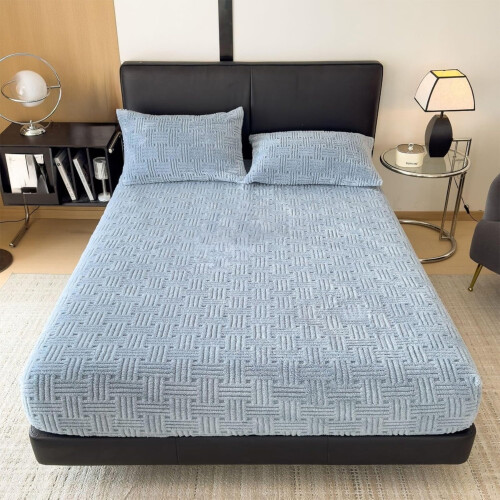 Drap-housse d'hiver en velours doublé polaire, 1 pièce