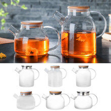 Théière en verre borosilicate avec filtre et couvercle amovibles – Compatible avec la cuisson sur la plaque de cuisson et au micro-ondes,