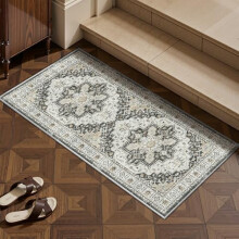 Tapis lavable noir 60 x 120 cm antidérapant style vintage