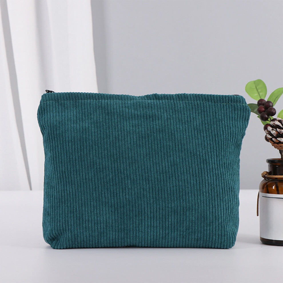 Corduroy Makeup Bag Green Travel Toiletry Pouch 1pc