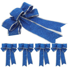 Blaue Stoff-Weihnachtsschleifen (5er-Pack)