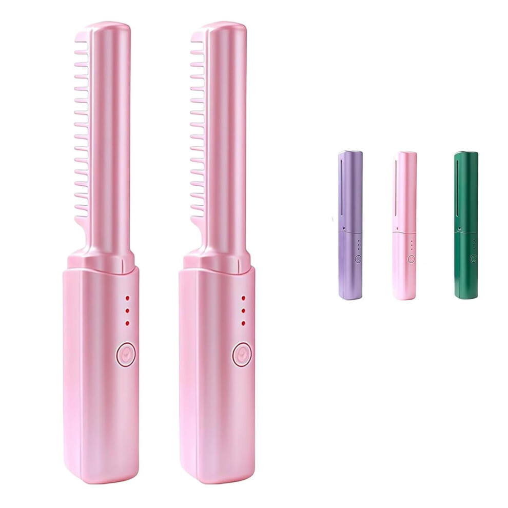 Hairdressing Comb Ceramic Straightening 2-in-1 Cordless