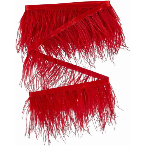 3 m rød strutsfjærkant 10–15 cm bred