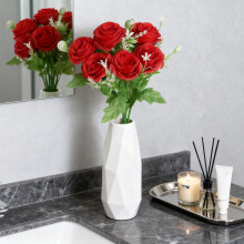 Bouquet de roses artificielles rouges – 6 fleurs en soie