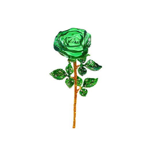 Ornamento de rosa de cristal, flor de vidro de 24 cm (9,5 polegadas)