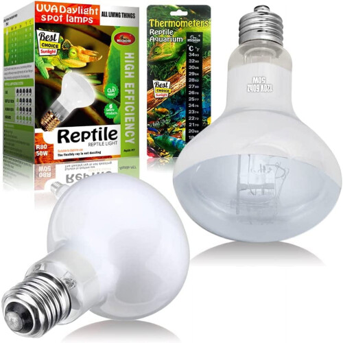 Lâmpada de aquecimento UVA para répteis de 75 W (pacote com 2)