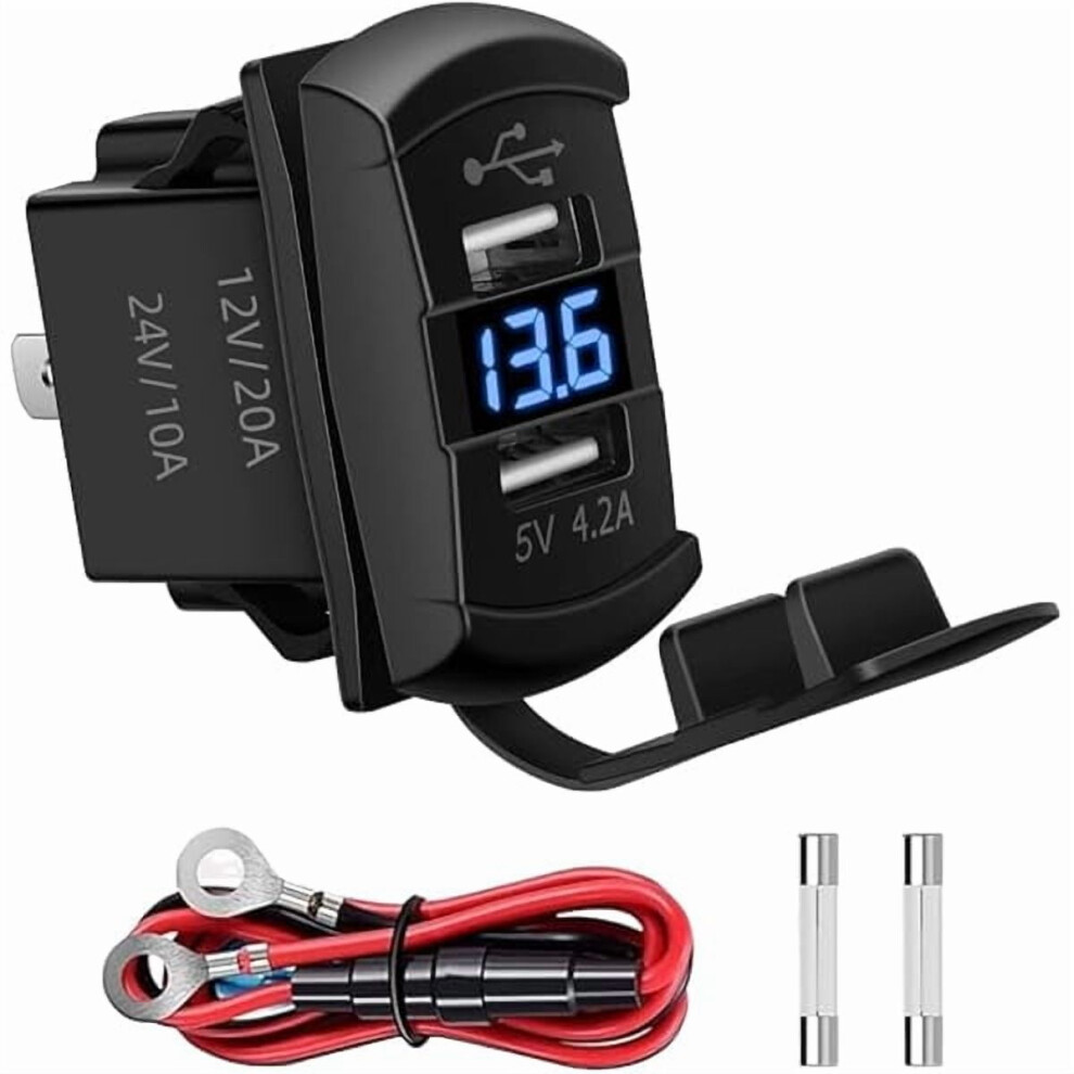 Usb Rocker Switch Car Charger Socket With Voltmeter 971050586922