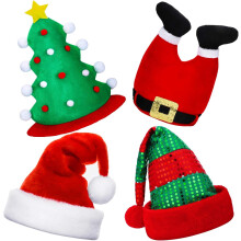 4 Chapeaux de Noël : Modèles Père Noël, Sapin et Lutin