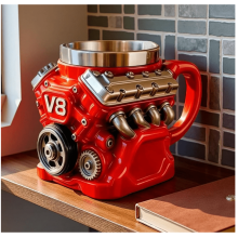 V8Engine koffiemok van roestvrij staal met hars