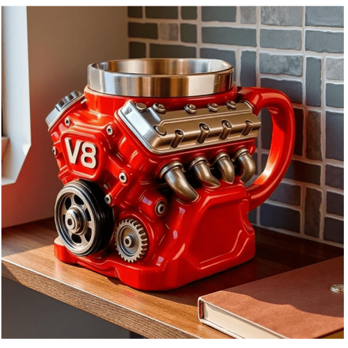 V8Engine-kahvimuki ruostumattomasta teräksestä