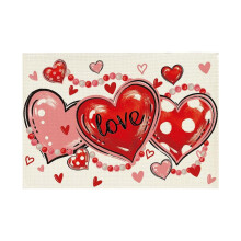 Hartvormige plastic placemats met kralen, rood, 6 stuks