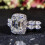 Anillo de boda de diamantes con forma cuadrada para mujer 5