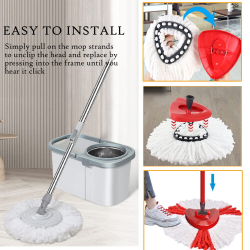 6 Pack Spin Mop Refill Replacement Head Compatible with Ocedar and Vileda,Mop Heads Replacement 2