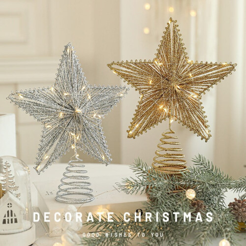 Christmas Star Tree Topper with Sequins, 4.7 in 1