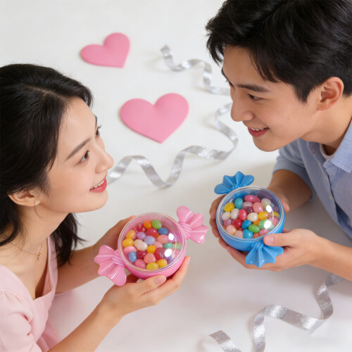 Sweetheart Candy Jar，Transpicuous Candy Boxes Sweet-Blue 2