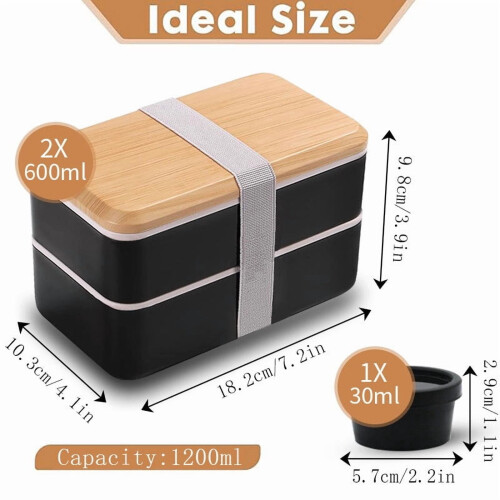 Contenitore bento giapponese impilabile da 1200 ml con scomparti, 1