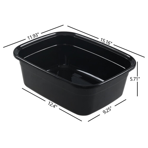 Asking 14 L Black Washing Up Bowl, Plastic Washing Bowl, 4-Pack 1
