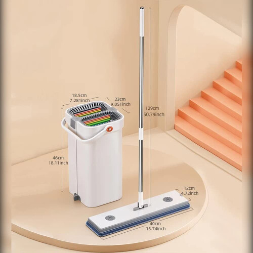 JOYBOS Hand Mop with Wringer and Microfiber Pads 1