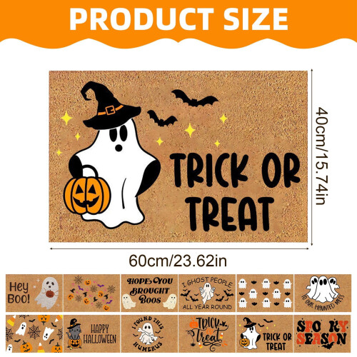 Χαλί πόρτας για το Halloween – Σχέδιο κολοκύθας/φάντασμα/μπου, αντιολισθητικό 2