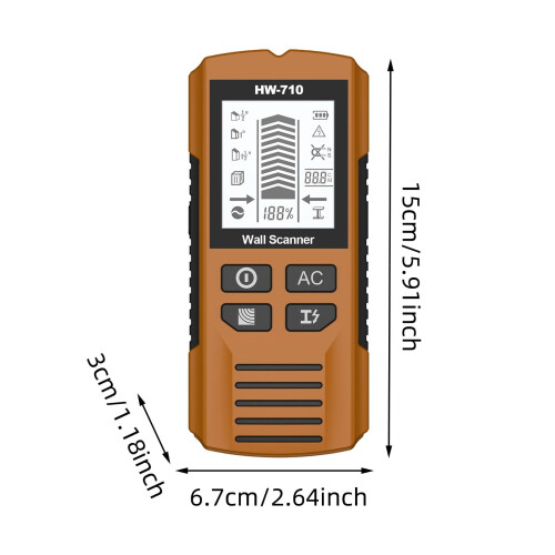 Ανιχνευτής 5 σε 1 με οθόνη LCD, ηχητικό συναγερμό, ανίχνευση καλωδίων και σωλήνων AC 2