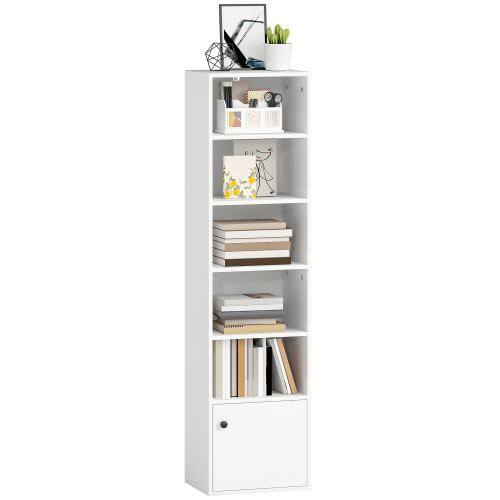 Homcom HOMCOM Tall Bookcase, 6-Tier Bookshelf with 3 Adjustable Shelves, White 1