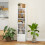Homcom HOMCOM Tall Bookcase, 6-Tier Bookshelf with 3 Adjustable Shelves, White 8