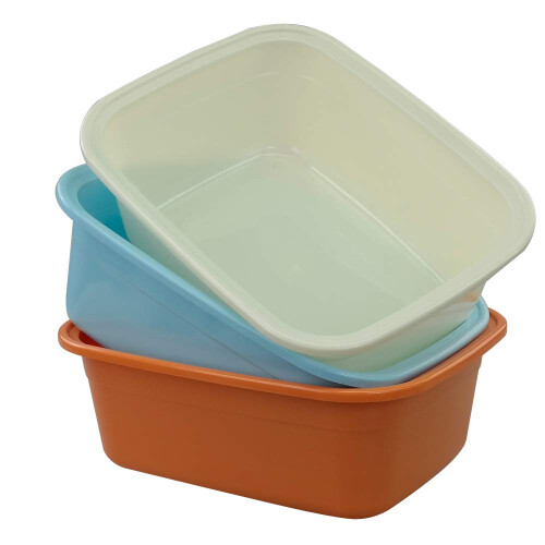 Fosly 3-pack Colored Rectangular Plastic Washing Up Bowls Basin 1